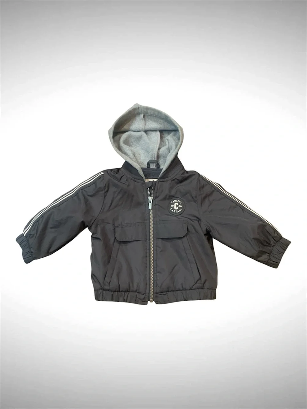 Carter’s Boys Hooded Varsity Bomber Jacket 12 Months Zip-Up Fleece Lined